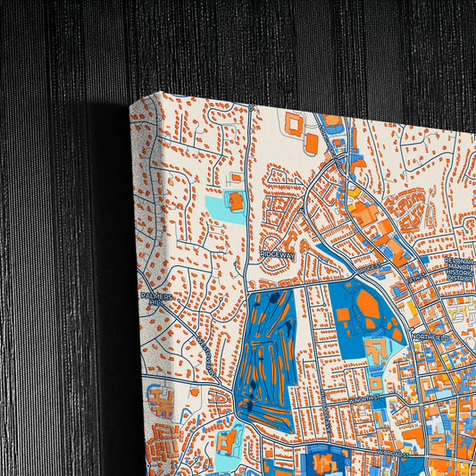Stamford Connecticut Colorful City Map Canvas Print Detail