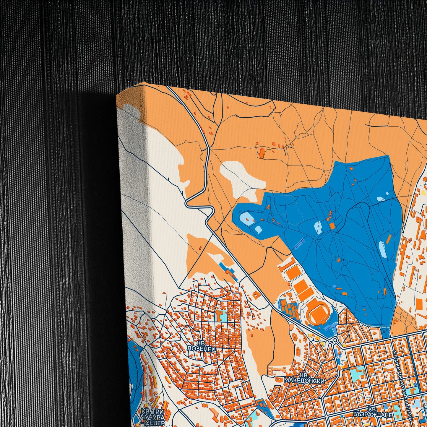 Стара Загора Bulgaria Colorful City Map Canvas Print Detail