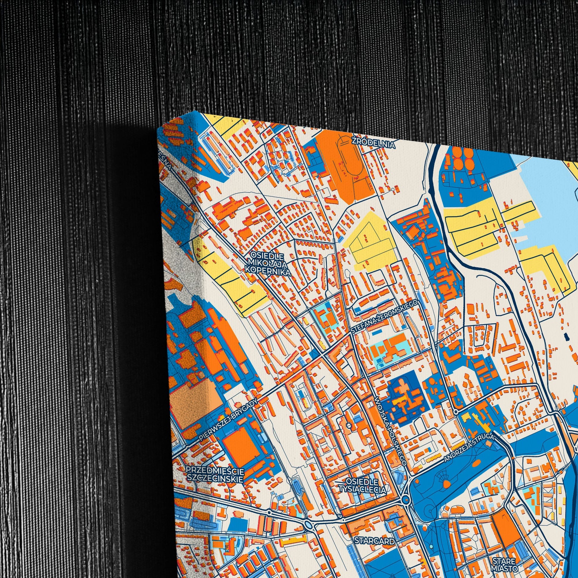 Stargard Poland Colorful City Map Canvas Print Detail