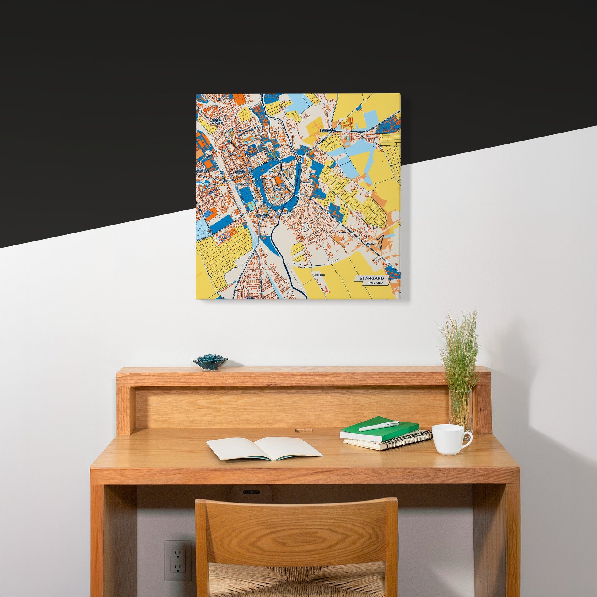 Stargard Poland Colorful City Map Canvas Print Scene