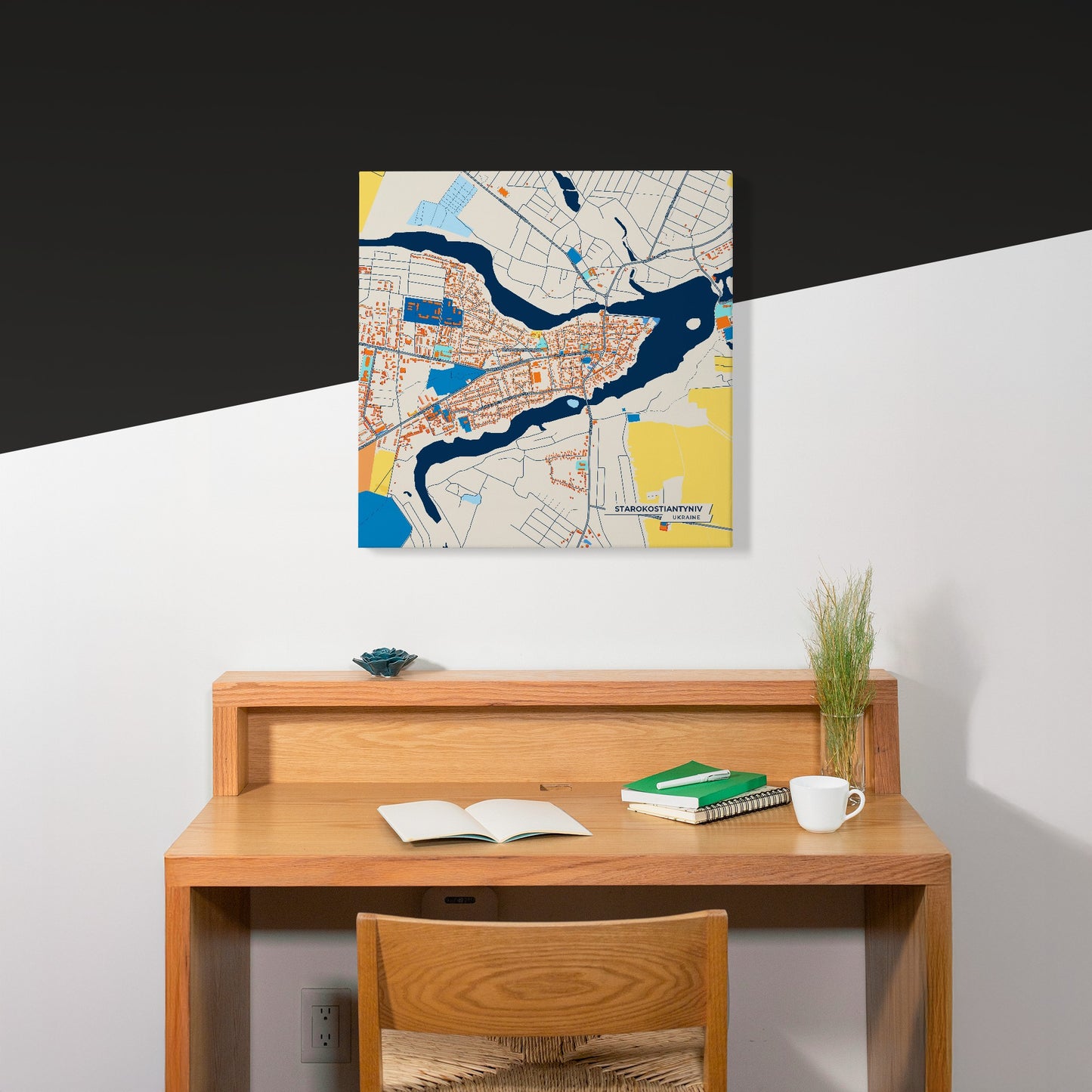 Старокостіантинив Ukraine Colorful City Map Canvas Print Scene