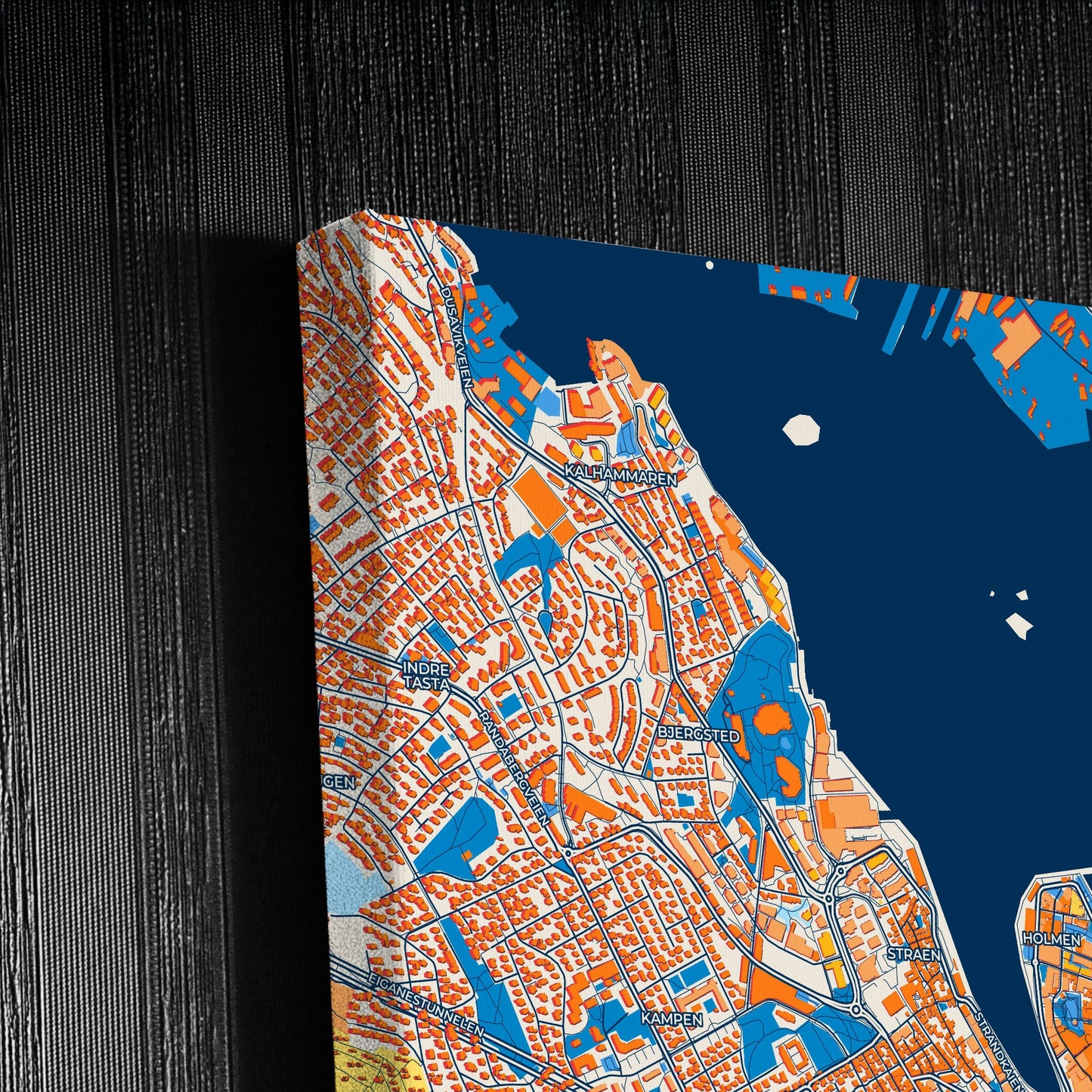 Stavanger Norway Colorful City Map Canvas Print Detail