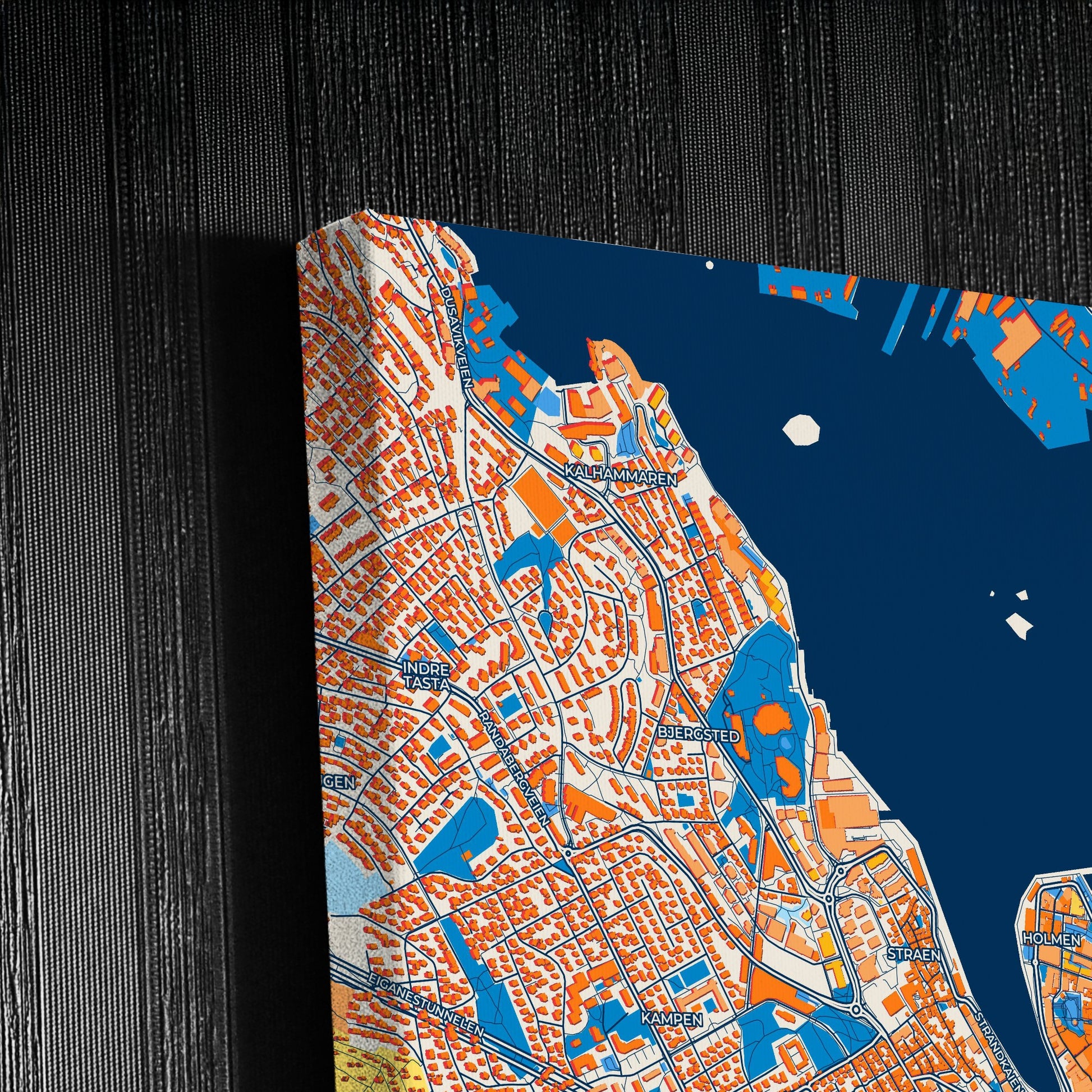 Stavanger Norway Colorful City Map Canvas Print Detail
