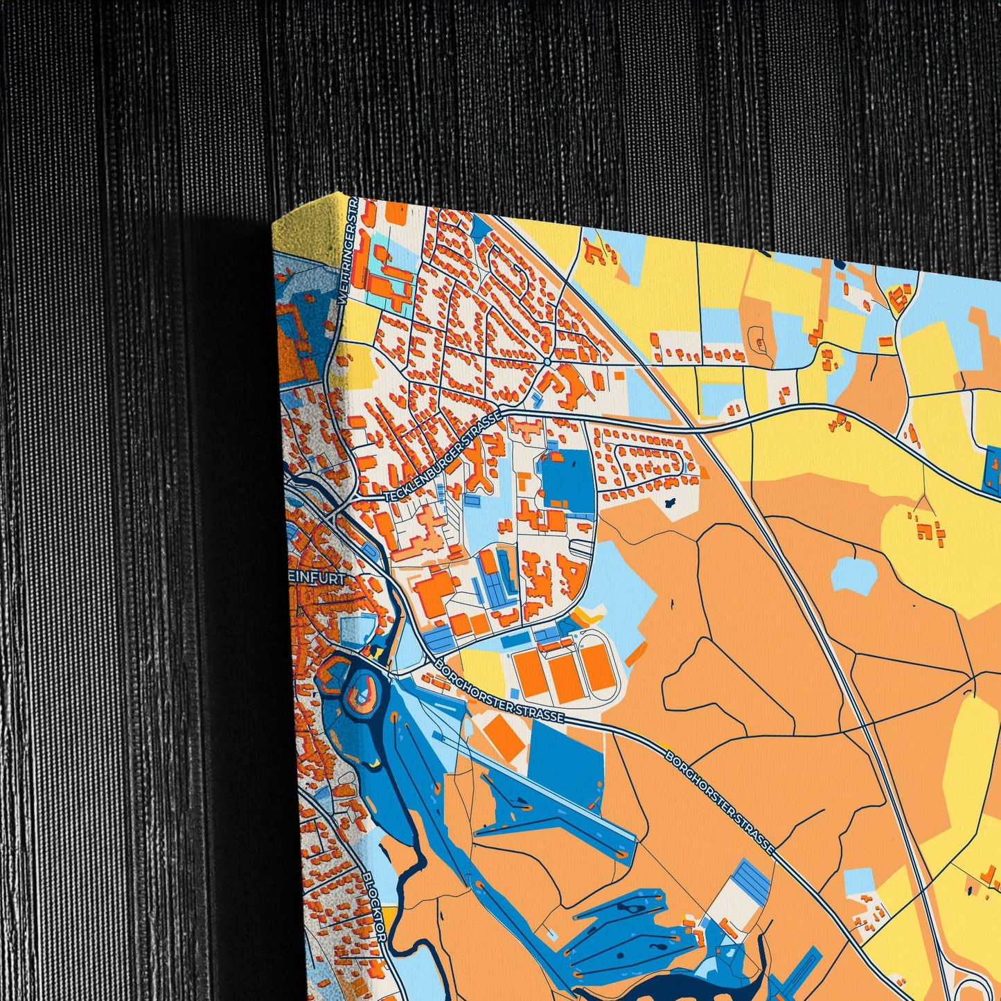 Steinfurt Germany Colorful City Map Canvas Print Detail