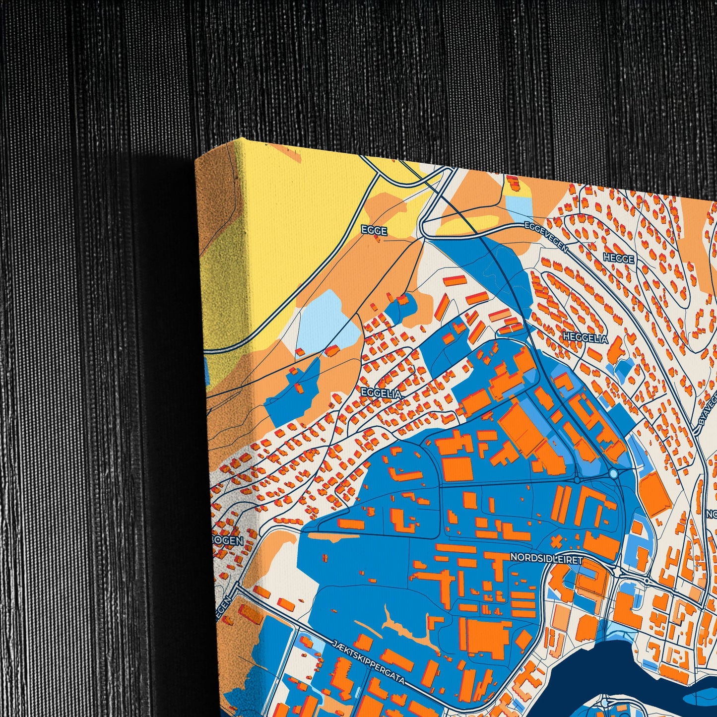Steinkjer Norway Colorful City Map Canvas Print Detail