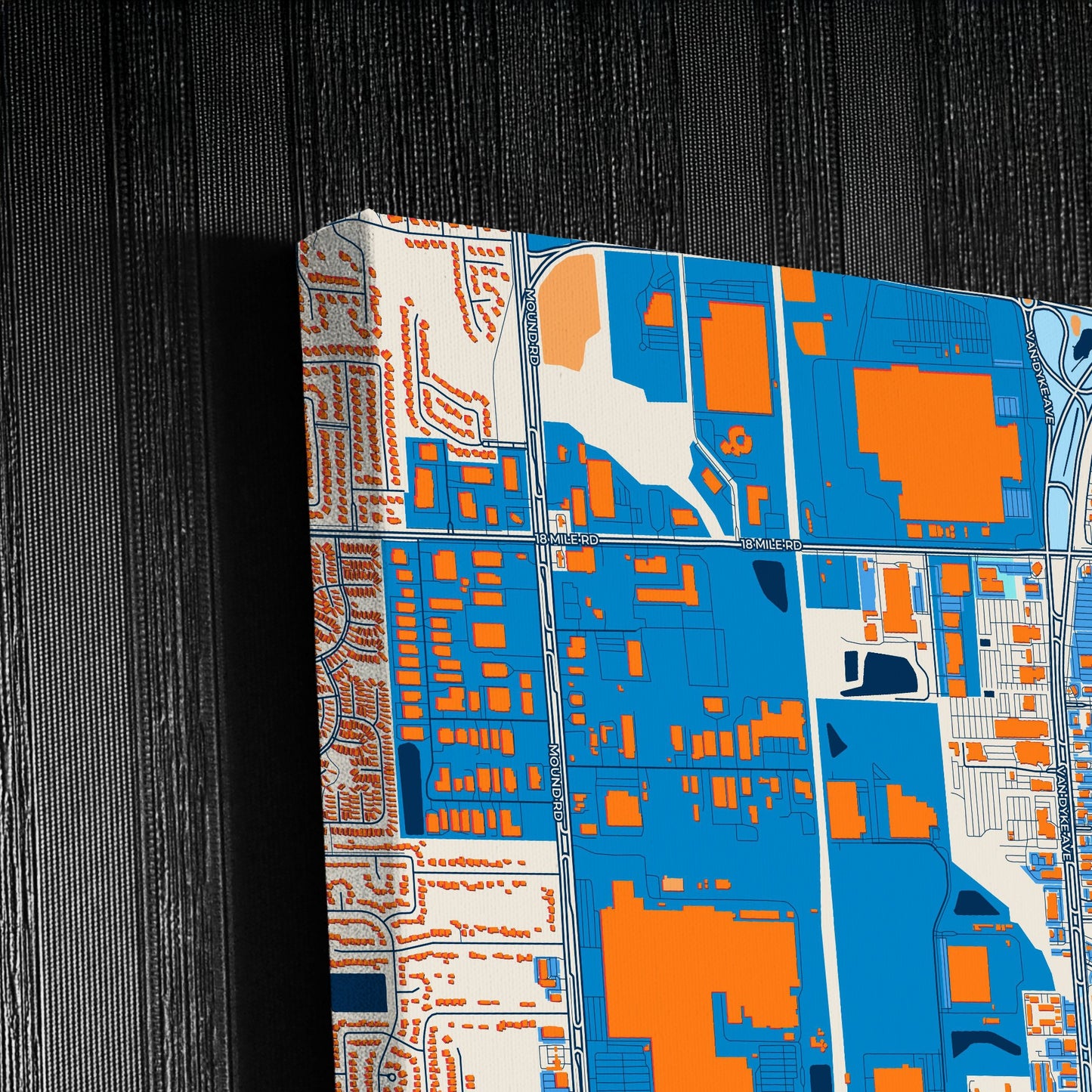 Sterling Heights Michigan Colorful City Map Canvas Print Detail