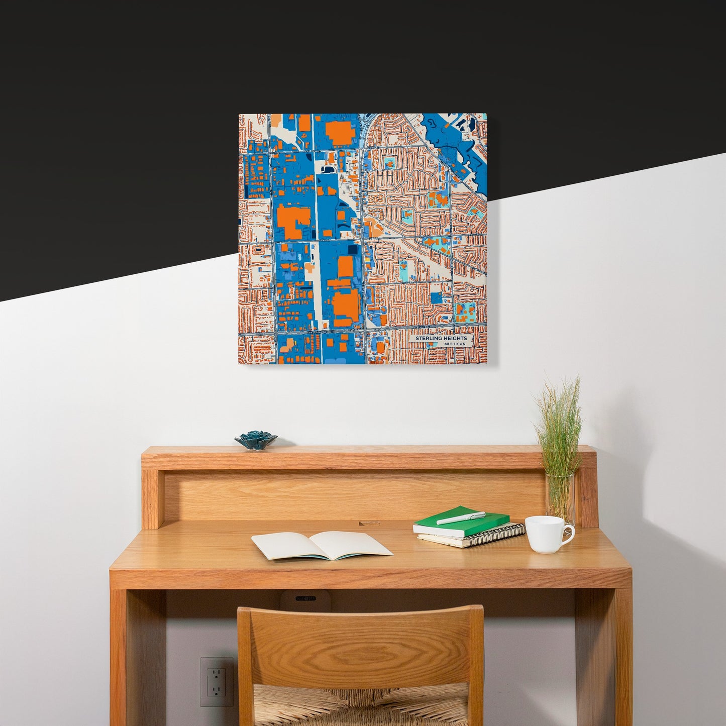 Sterling Heights Michigan Colorful City Map Canvas Print Scene