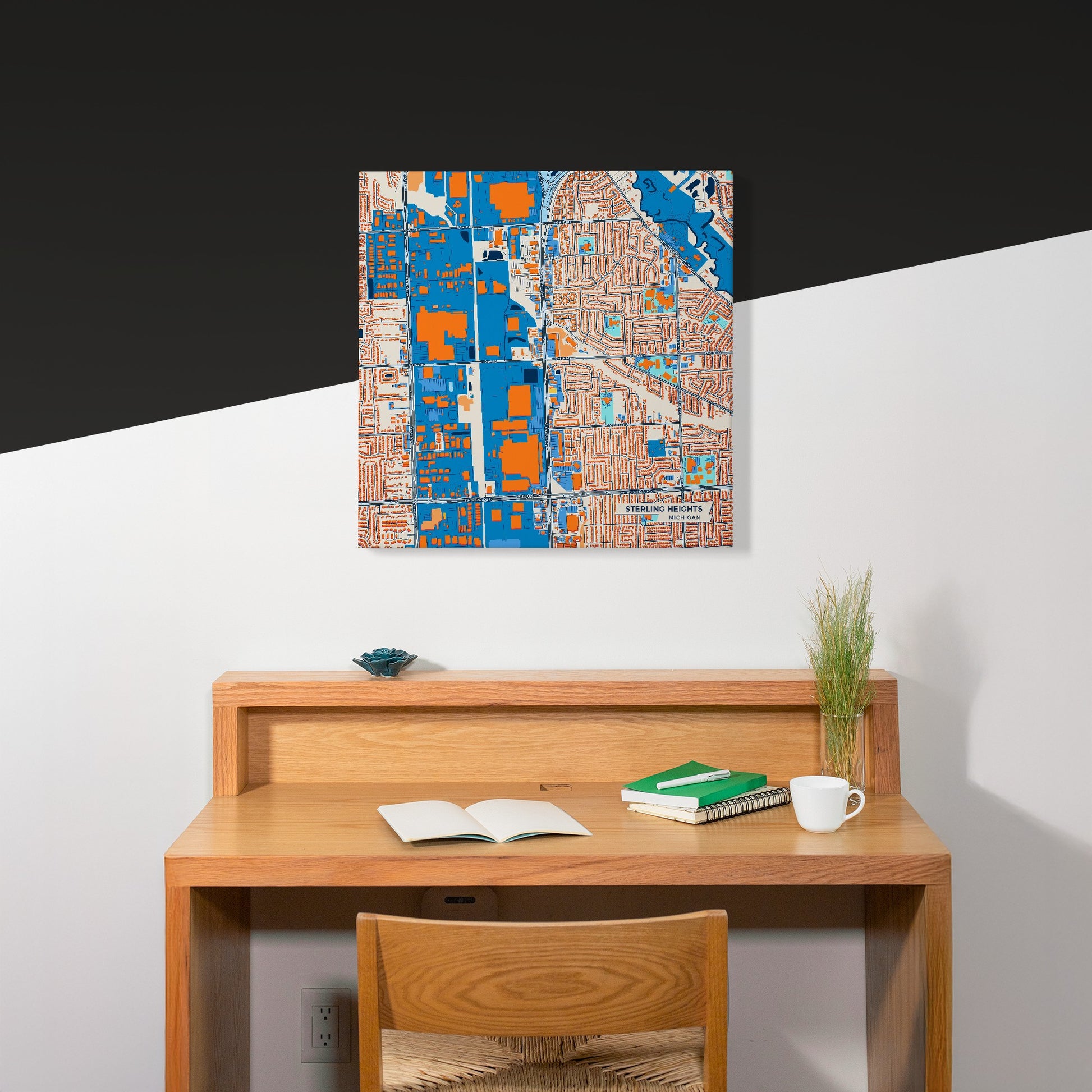 Sterling Heights Michigan Colorful City Map Canvas Print Scene