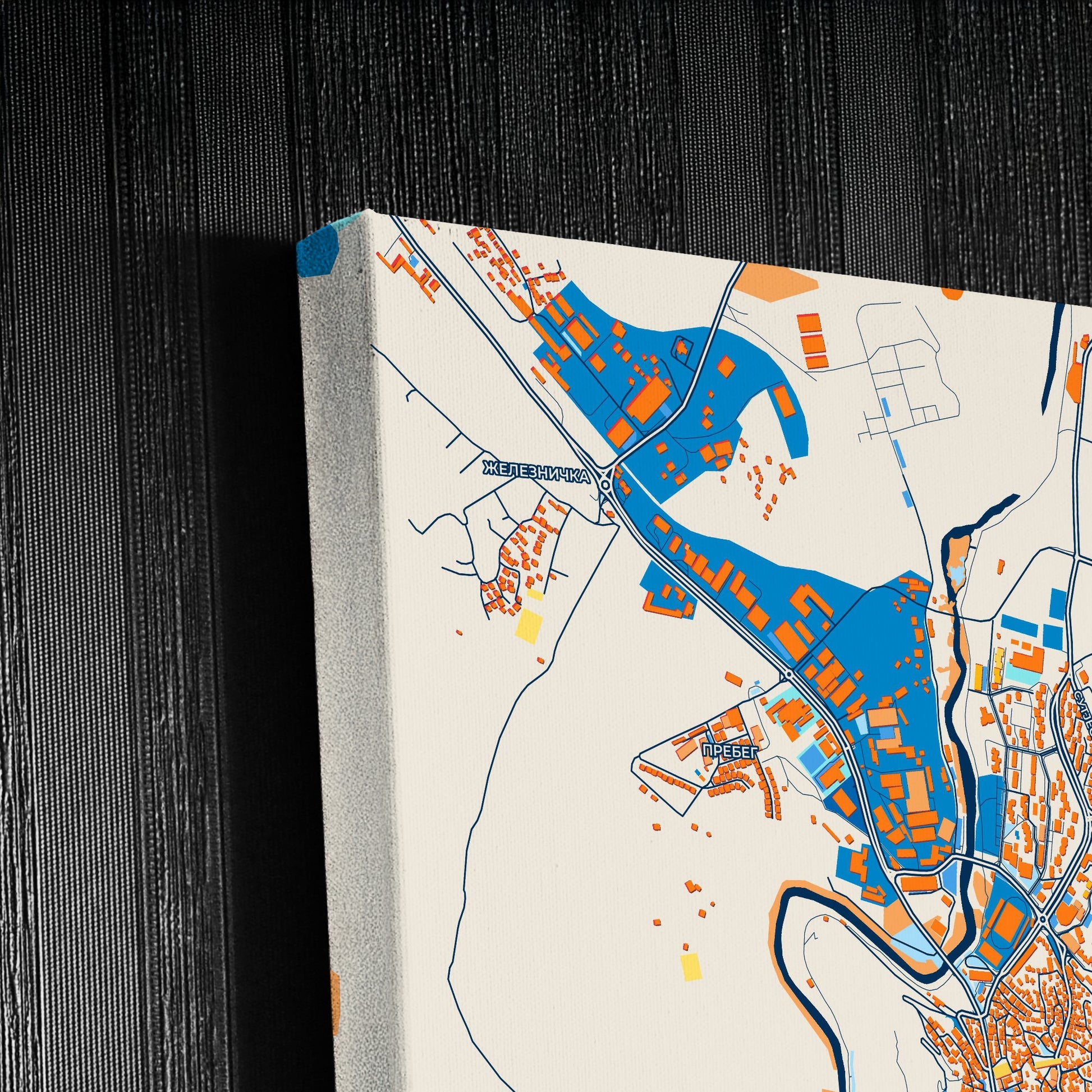 Štip North Macedonia Colorful City Map Canvas Print Detail