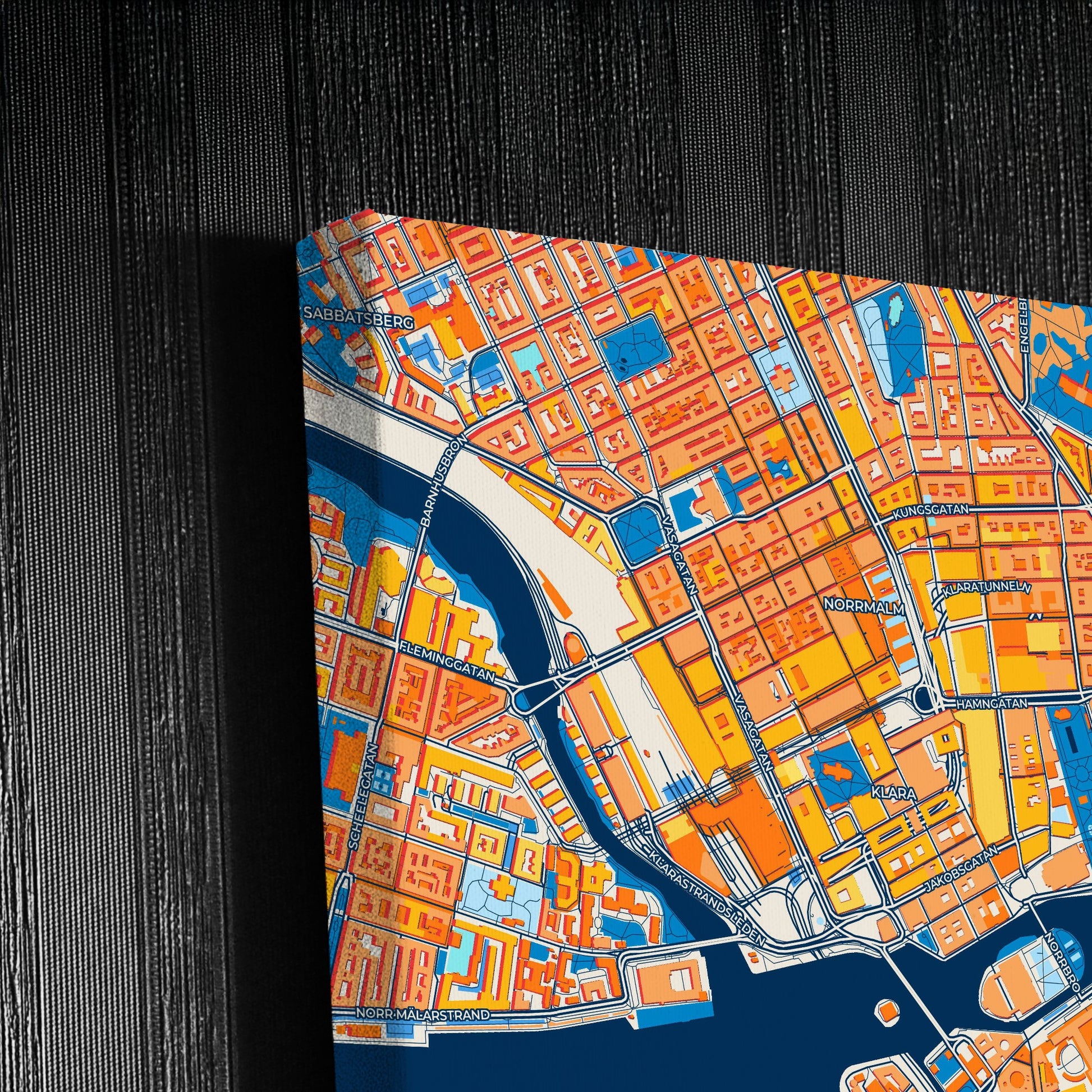 Stockholm Sweden Colorful City Map Canvas Print Detail