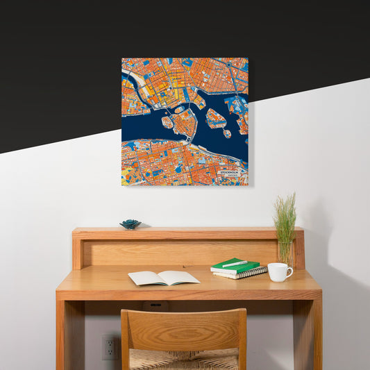 Stockholm Sweden Colorful City Map Canvas Print Scene