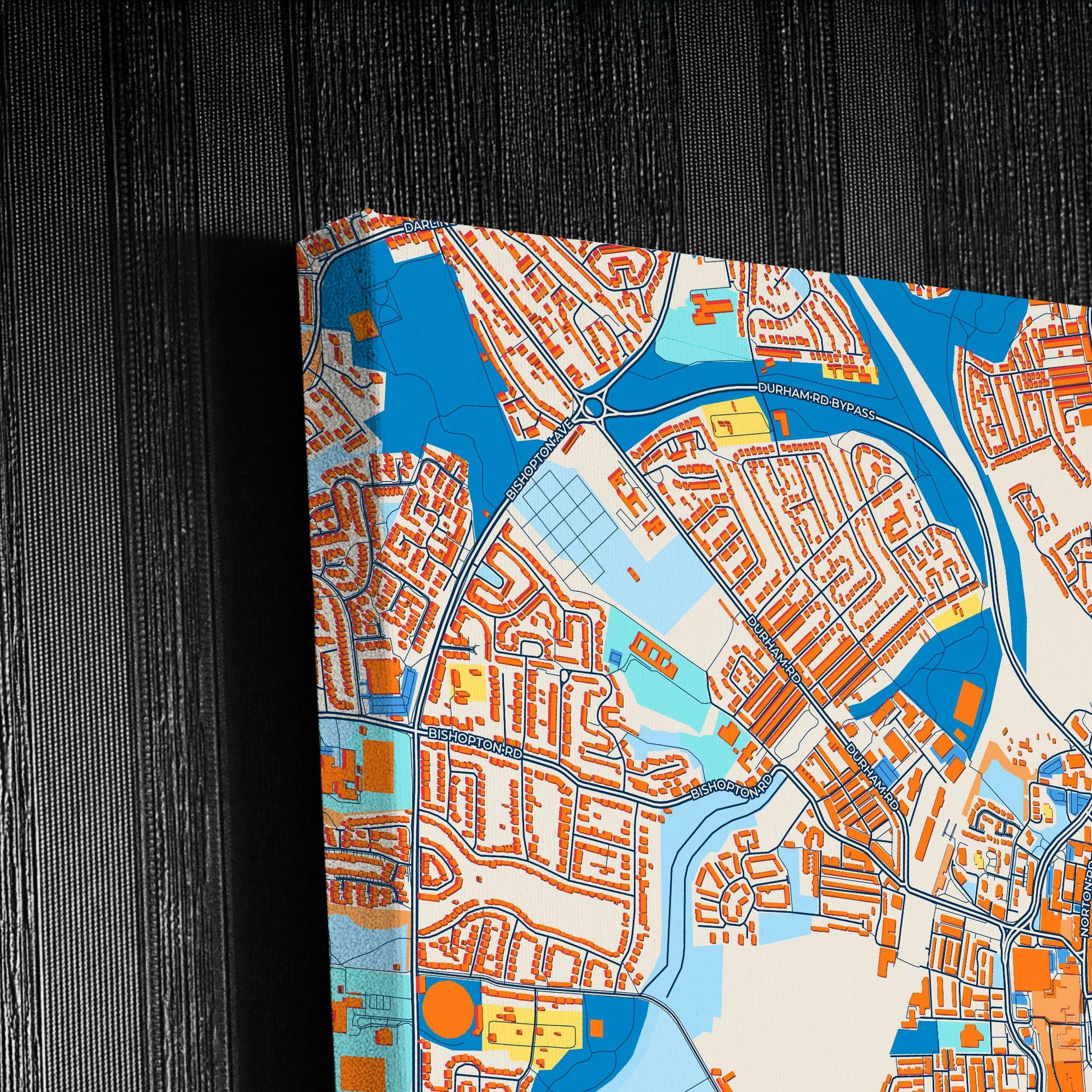 Stockton-On-Tees England Colorful City Map Canvas Print Detail
