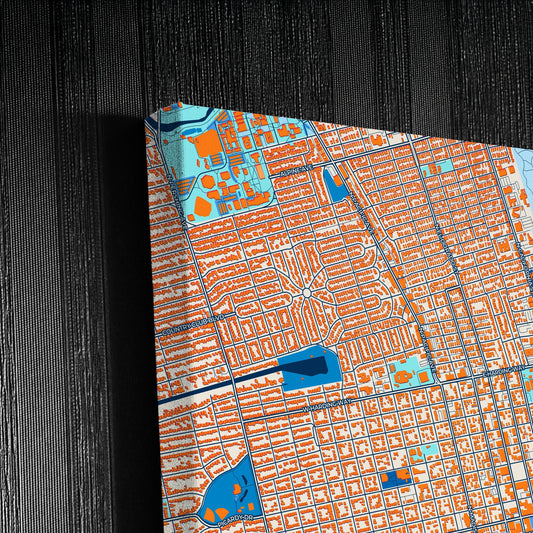 Stockton California Colorful City Map Canvas Print Detail