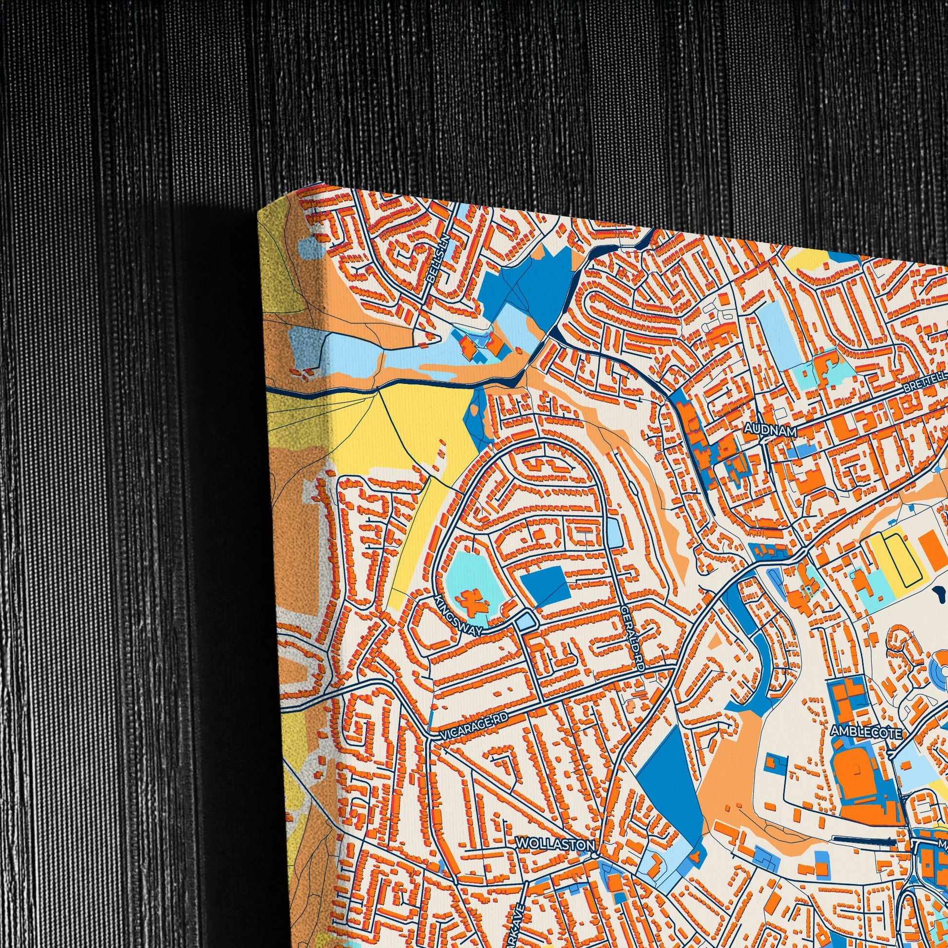 Stourbridge England Colorful City Map Canvas Print Detail
