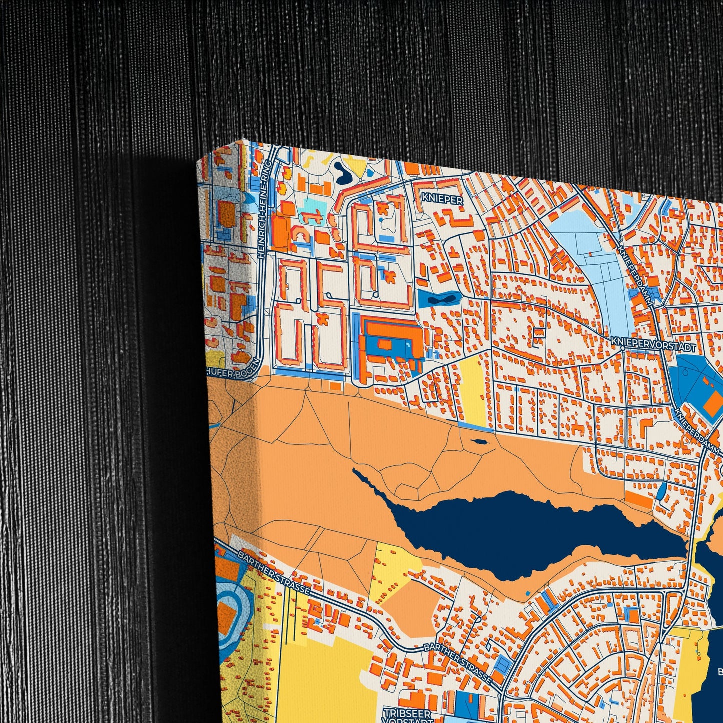 Stralsund Germany Colorful City Map Canvas Print Detail