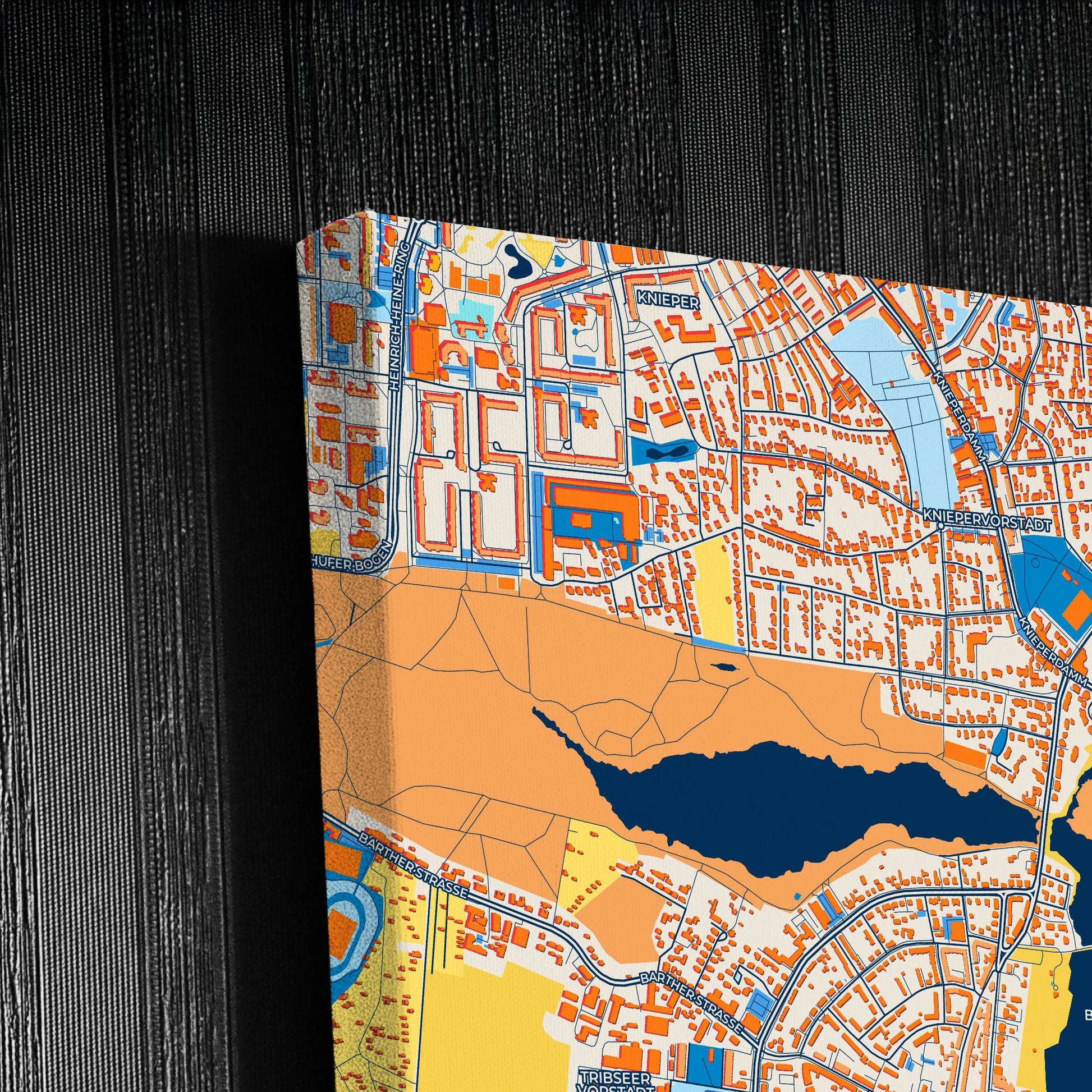 Stralsund Germany Colorful City Map Canvas Print Detail