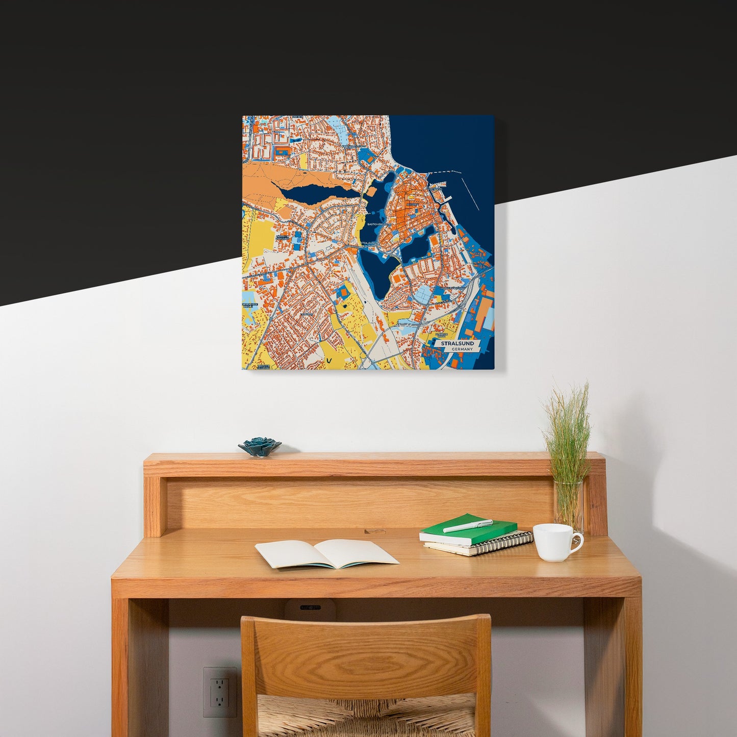 Stralsund Germany Colorful City Map Canvas Print Scene