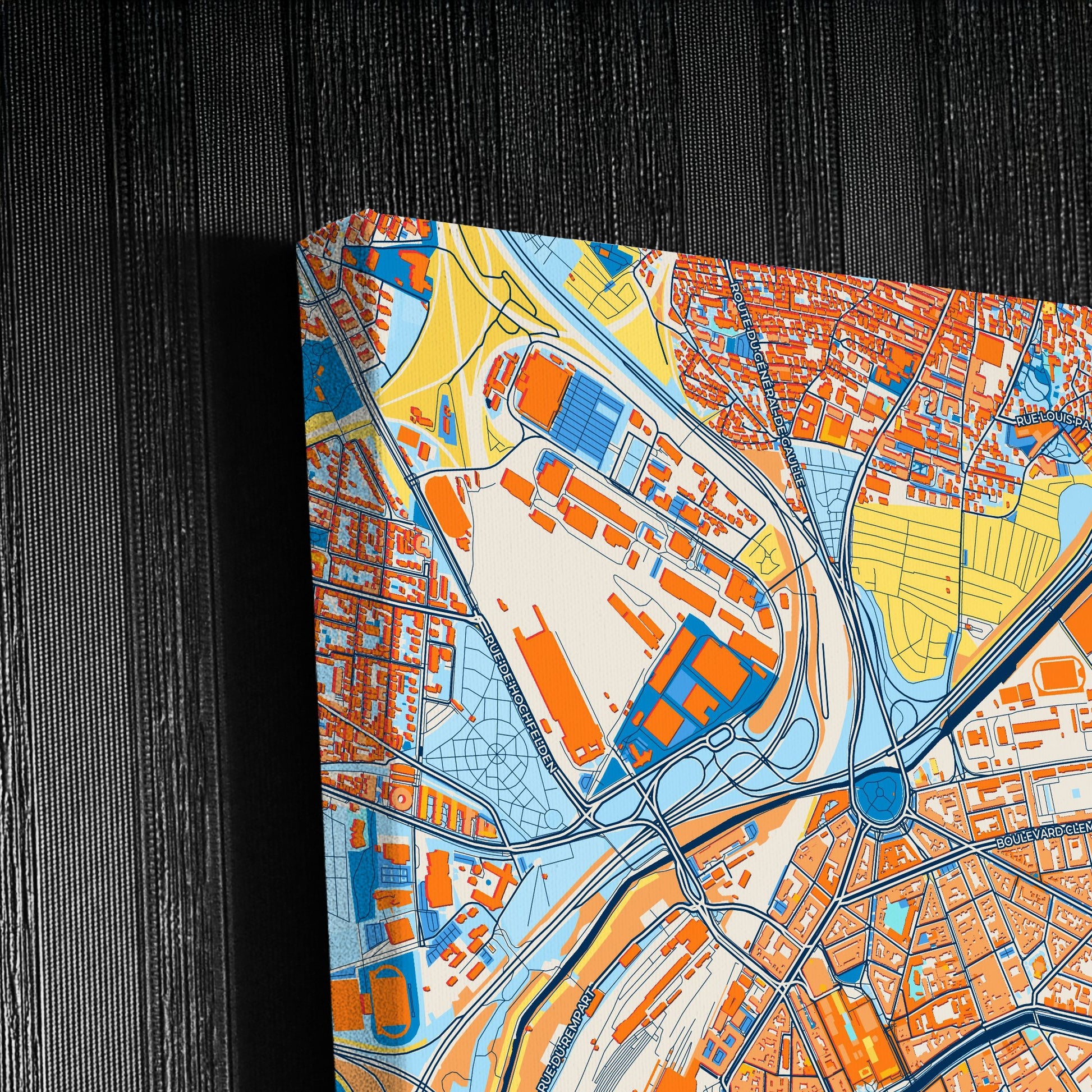 Strasbourg France Colorful City Map Canvas Print Detail