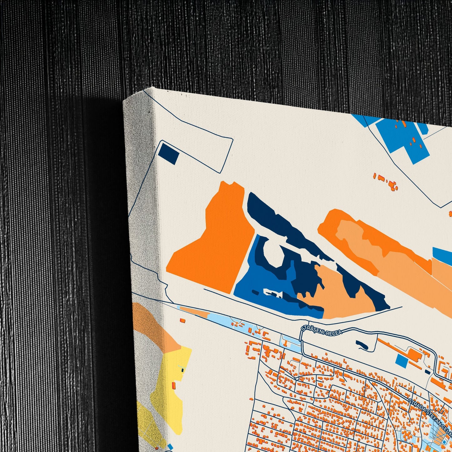 Strășeni Moldova Colorful City Map Canvas Print Detail