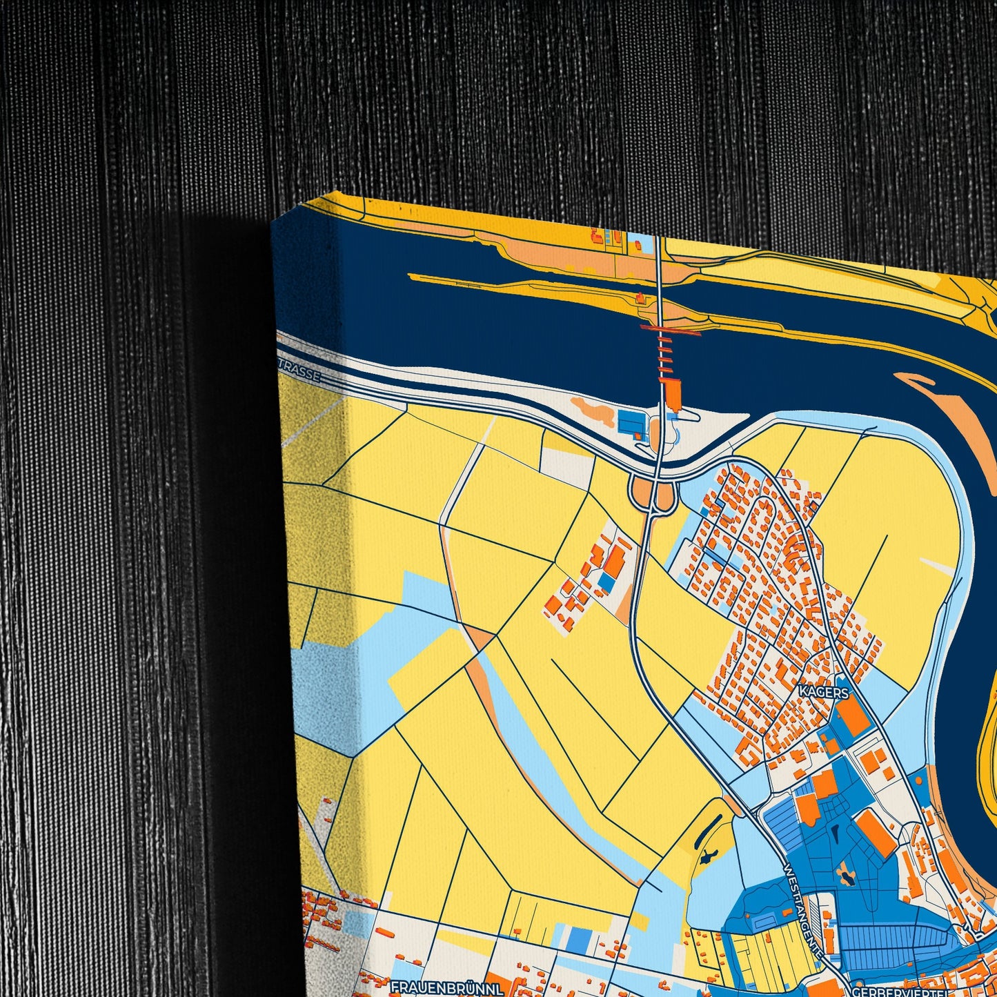 Straubing Germany Colorful City Map Canvas Print Detail