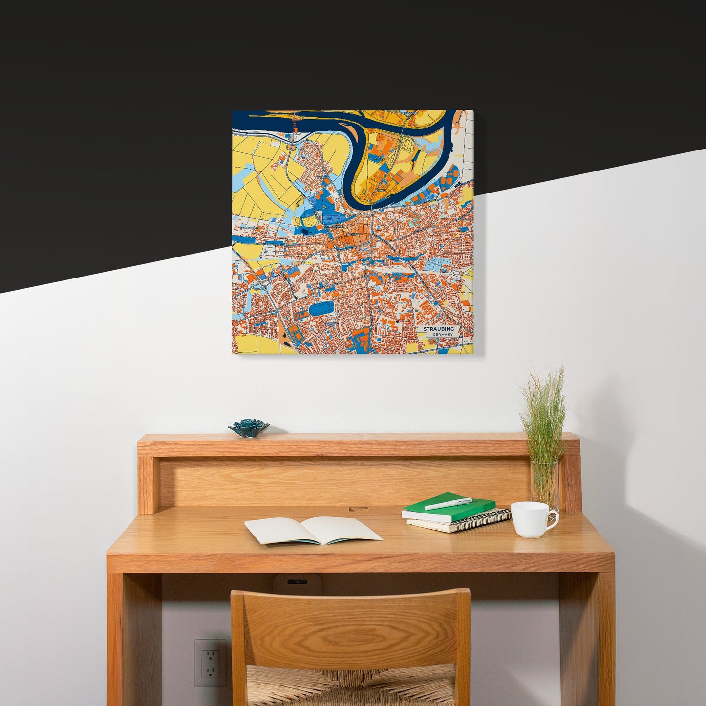 Straubing Germany Colorful City Map Canvas Print Scene