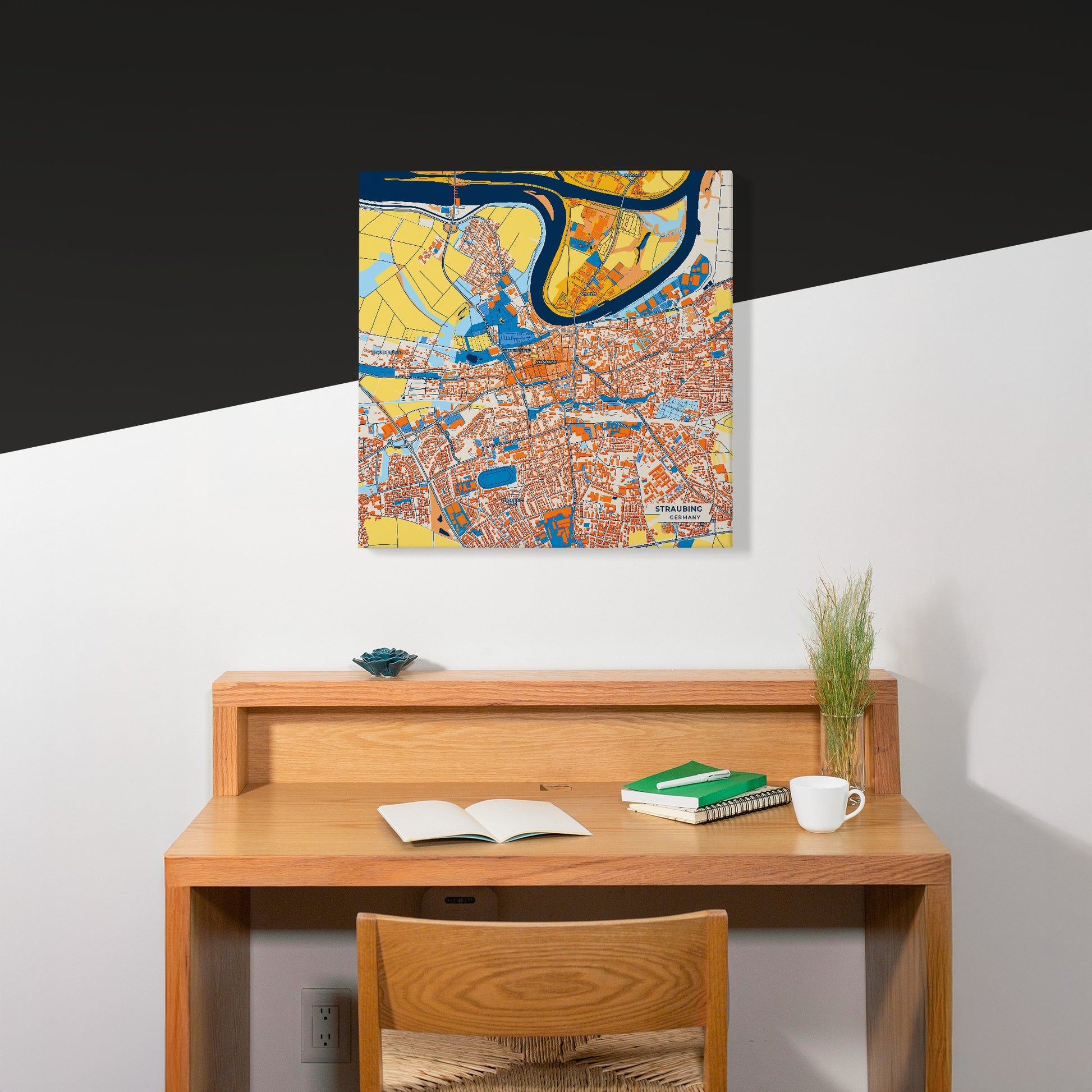 Straubing Germany Colorful City Map Canvas Print Scene