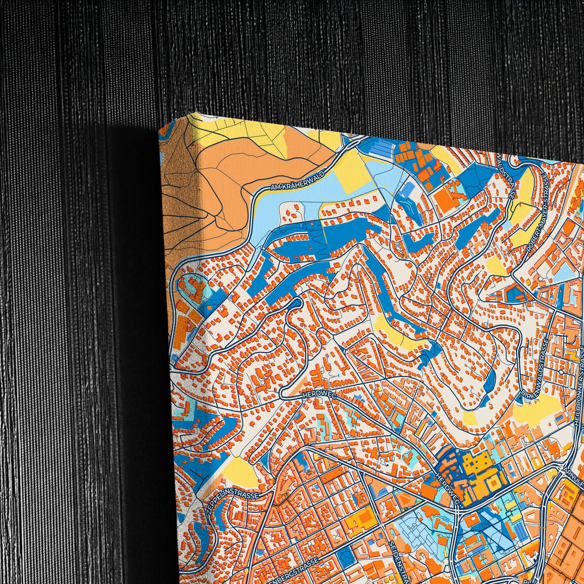 Stuttgart Germany Colorful City Map Canvas Print Detail