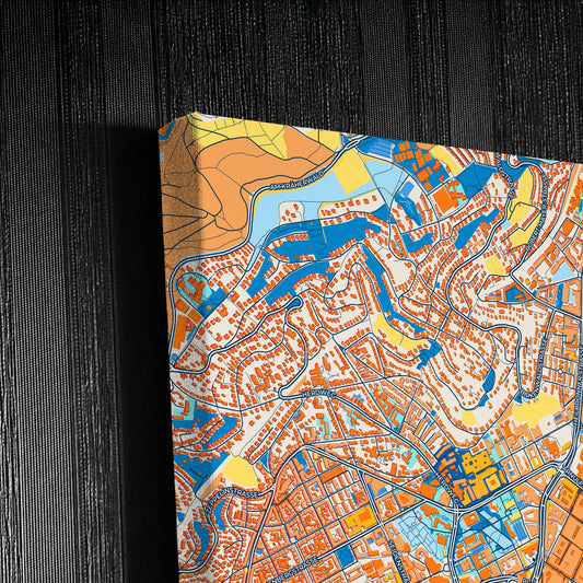 Stuttgart Germany Colorful City Map Canvas Print Detail