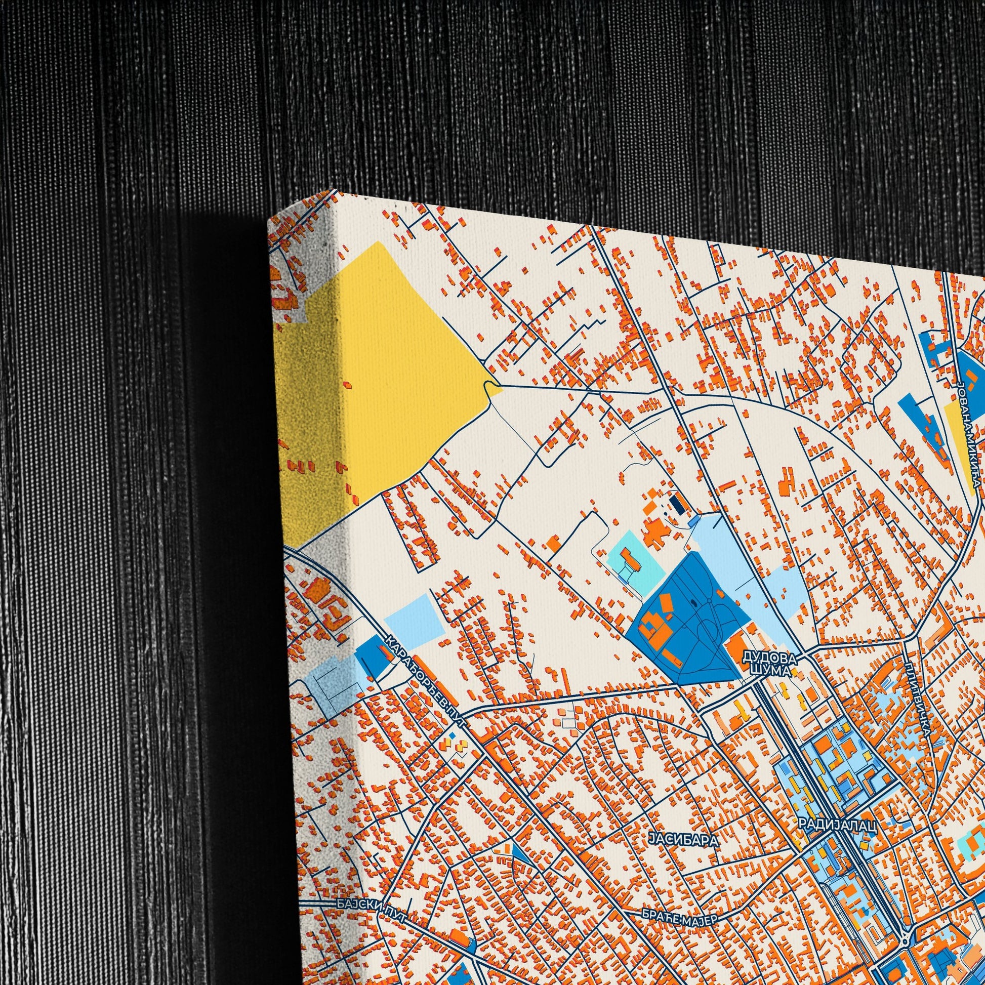 Суботица Serbia Colorful City Map Canvas Print Detail