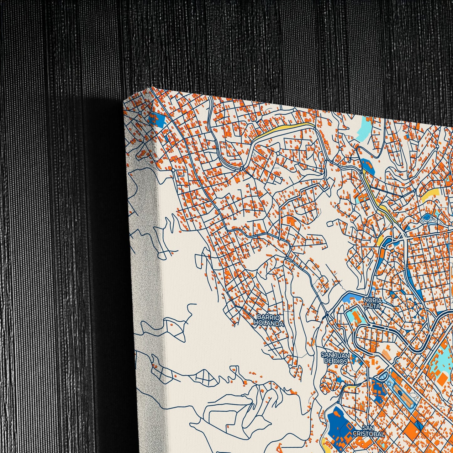 Sucre Bolivia Colorful City Map Canvas Print Detail