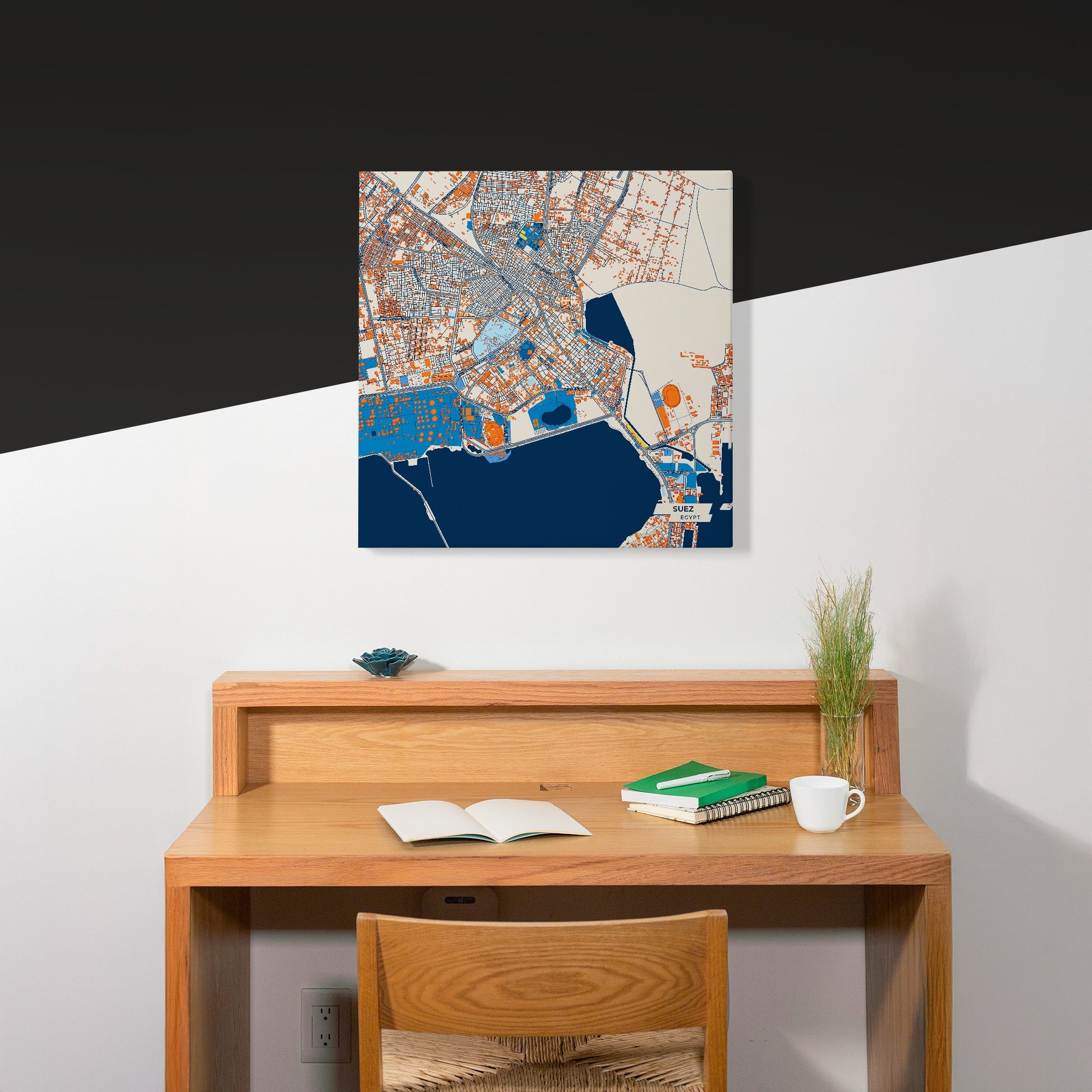 Suez Egypt Colorful City Map Canvas Print Scene
