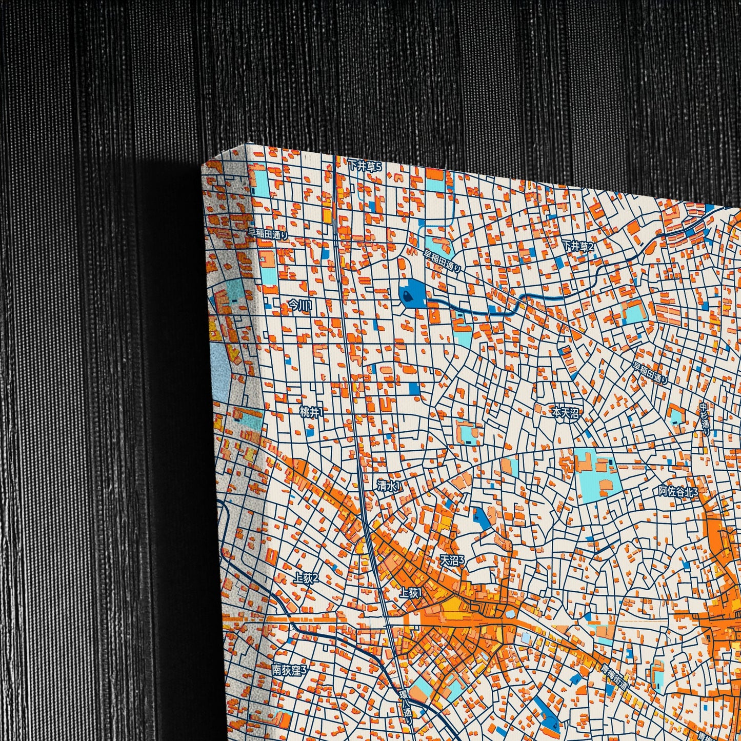 Suginami Japan Colorful City Map Canvas Print Detail