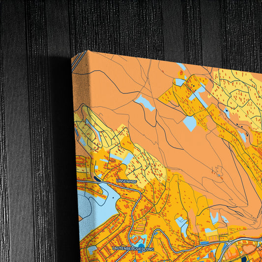 Suhl Germany Colorful City Map Canvas Print Detail