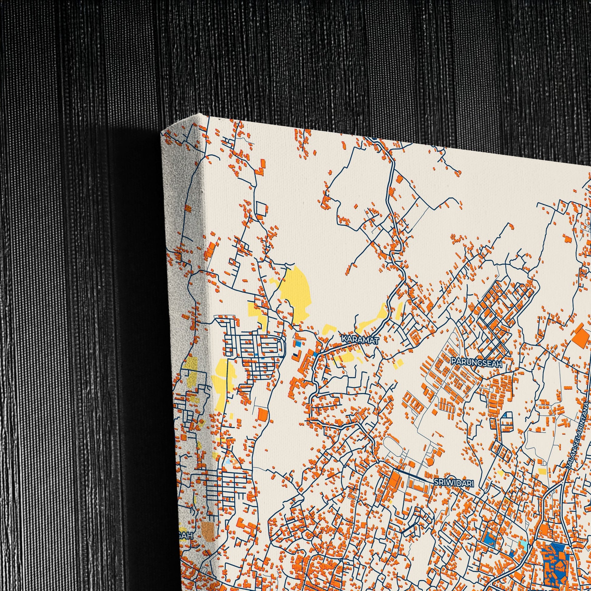 Sukabumi Indonesia Colorful City Map Canvas Print Detail