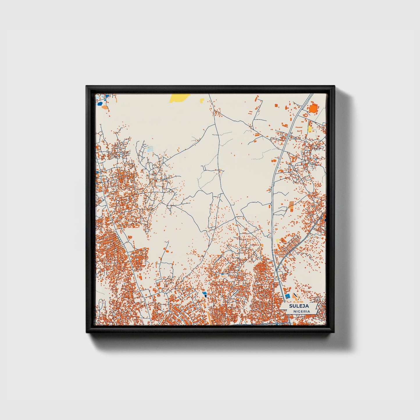 Suleja Nigeria Colorful City Map Canvas Print • Black Framed