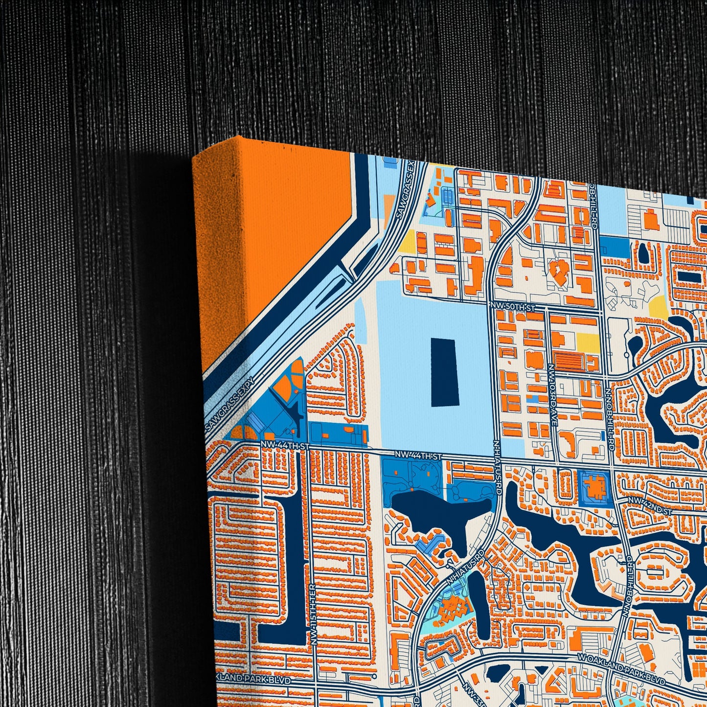 Sunrise Florida Colorful City Map Canvas Print Detail