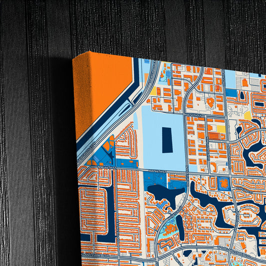 Sunrise Florida Colorful City Map Canvas Print Detail