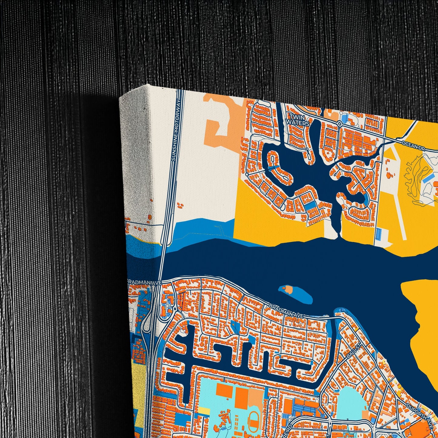 Sunshine Coast Australia Colorful City Map Canvas Print Detail