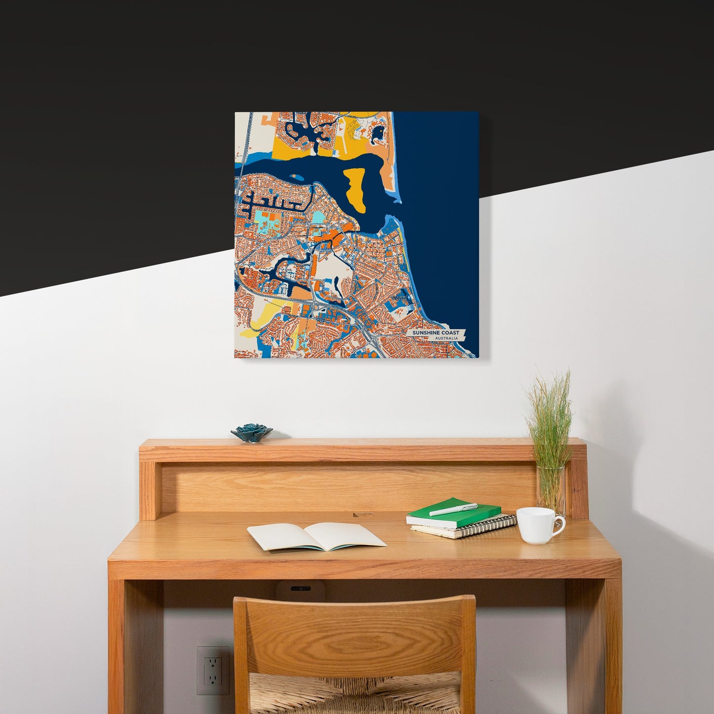 Sunshine Coast Australia Colorful City Map Canvas Print Scene