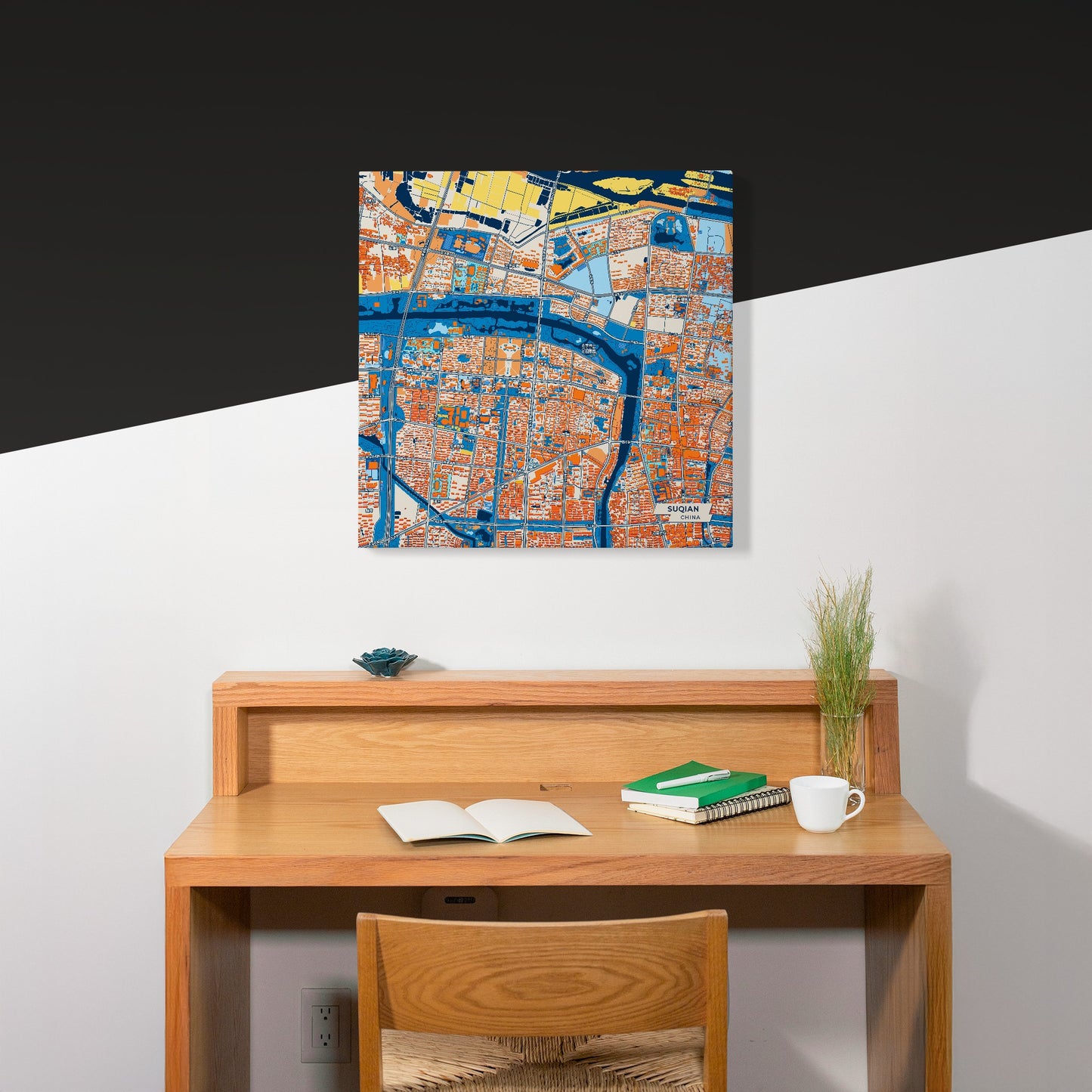 Suqian China Colorful City Map Canvas Print Scene