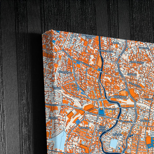 Surabaya Indonesia Colorful City Map Canvas Print Detail