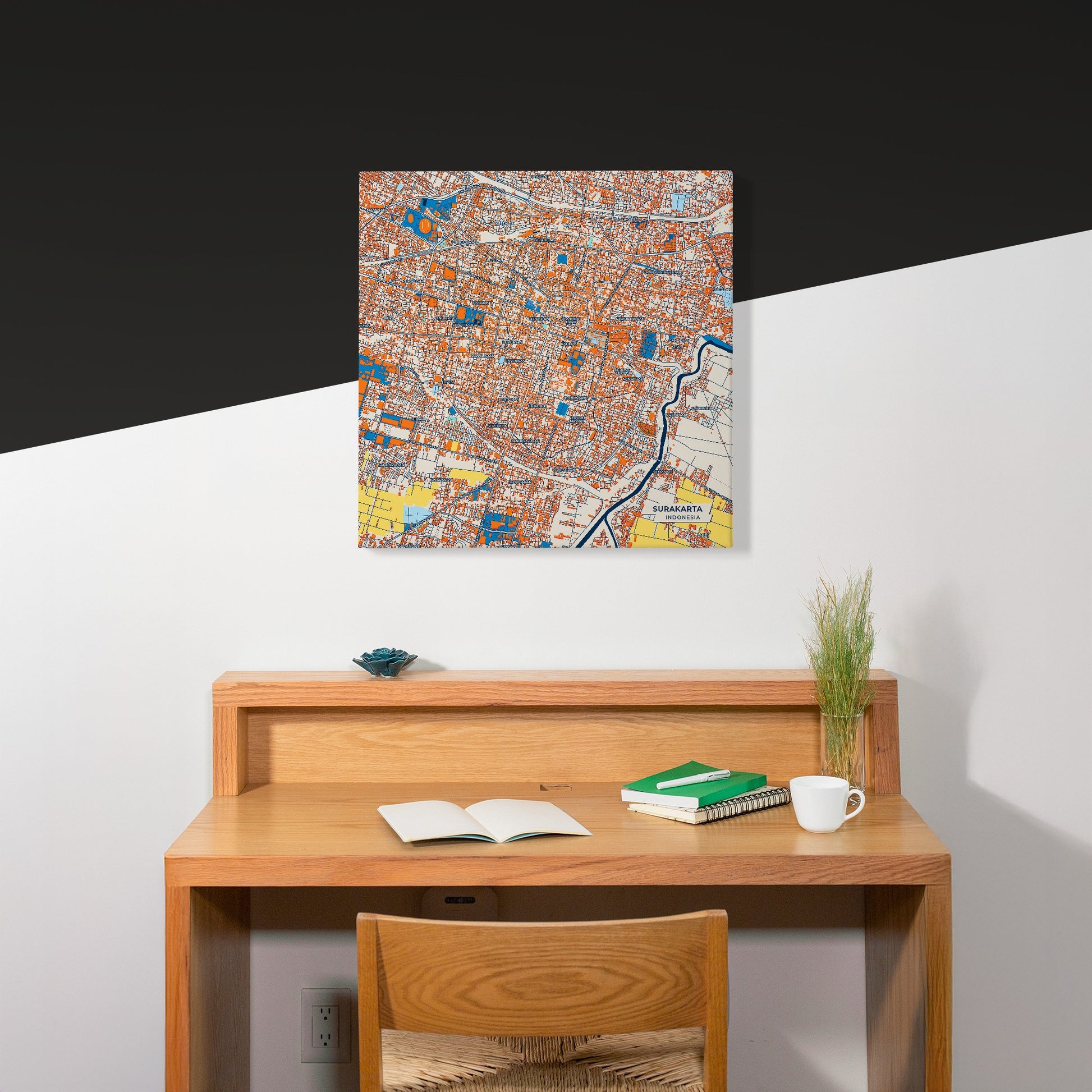 Surakarta Indonesia Colorful City Map Canvas Print Scene