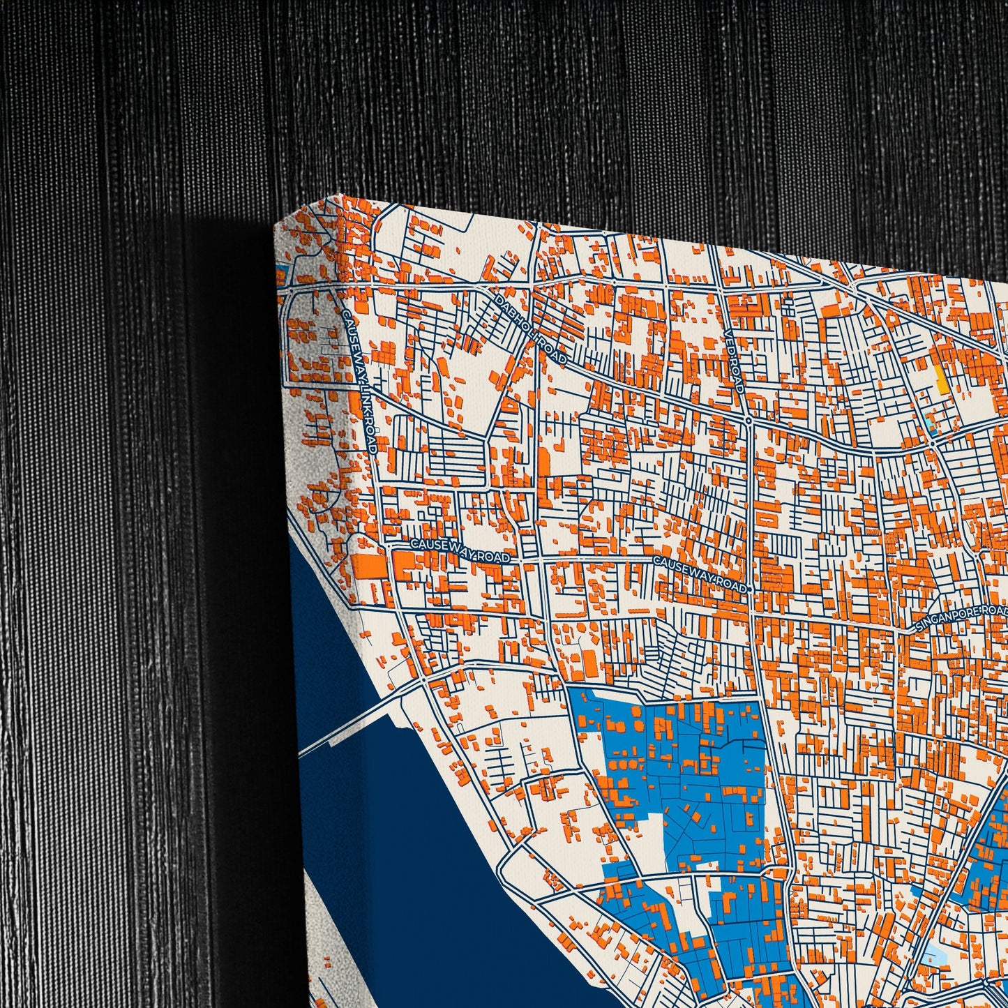 Surat India Colorful City Map Canvas Print Detail