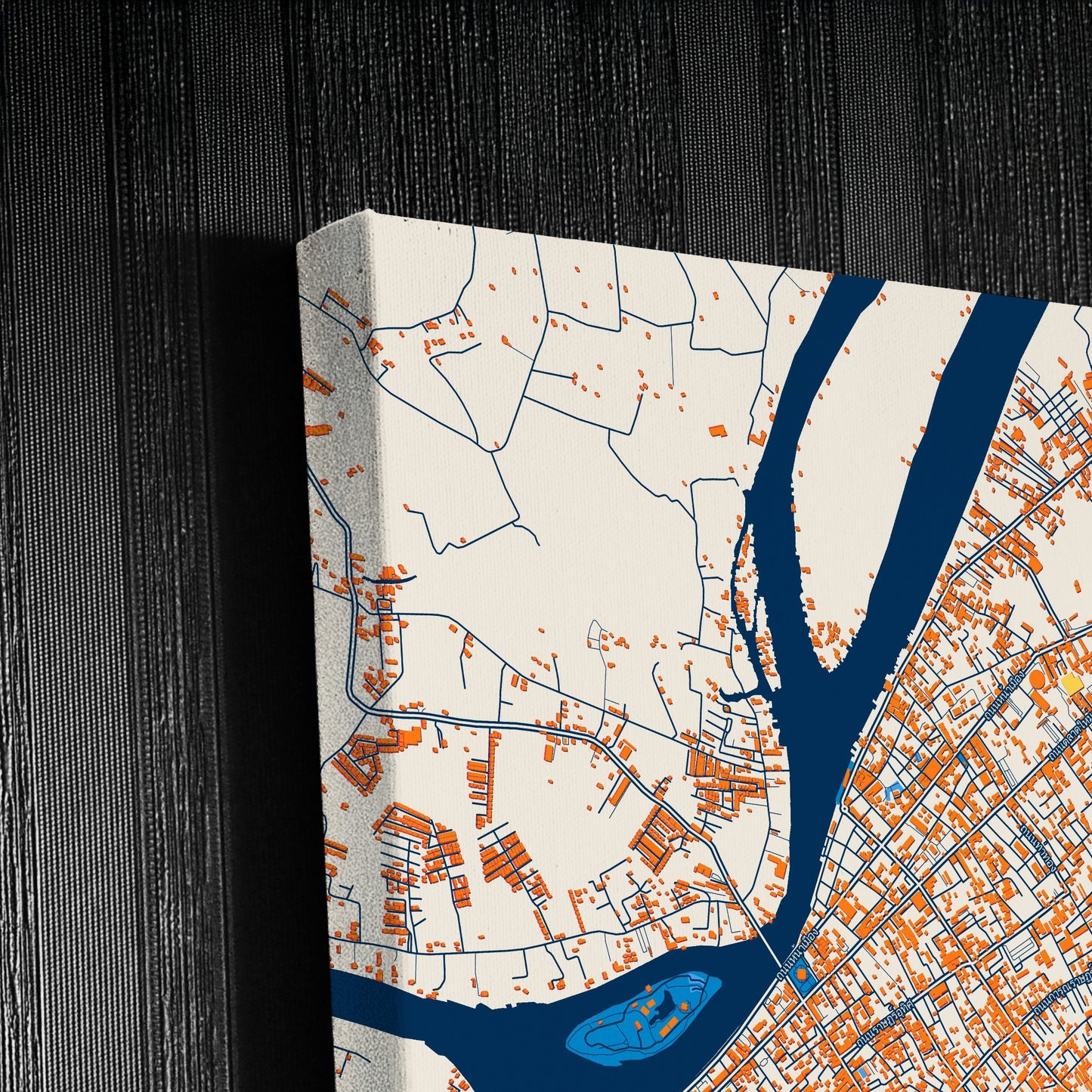 Surat Thani Thailand Colorful City Map Canvas Print Detail