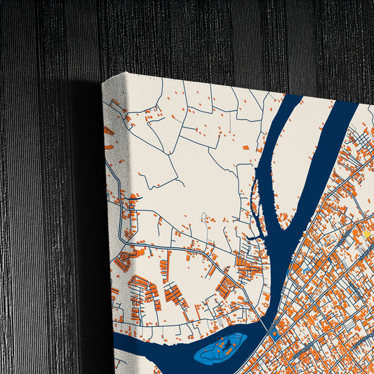 Surat Thani Thailand Colorful City Map Canvas Print Detail