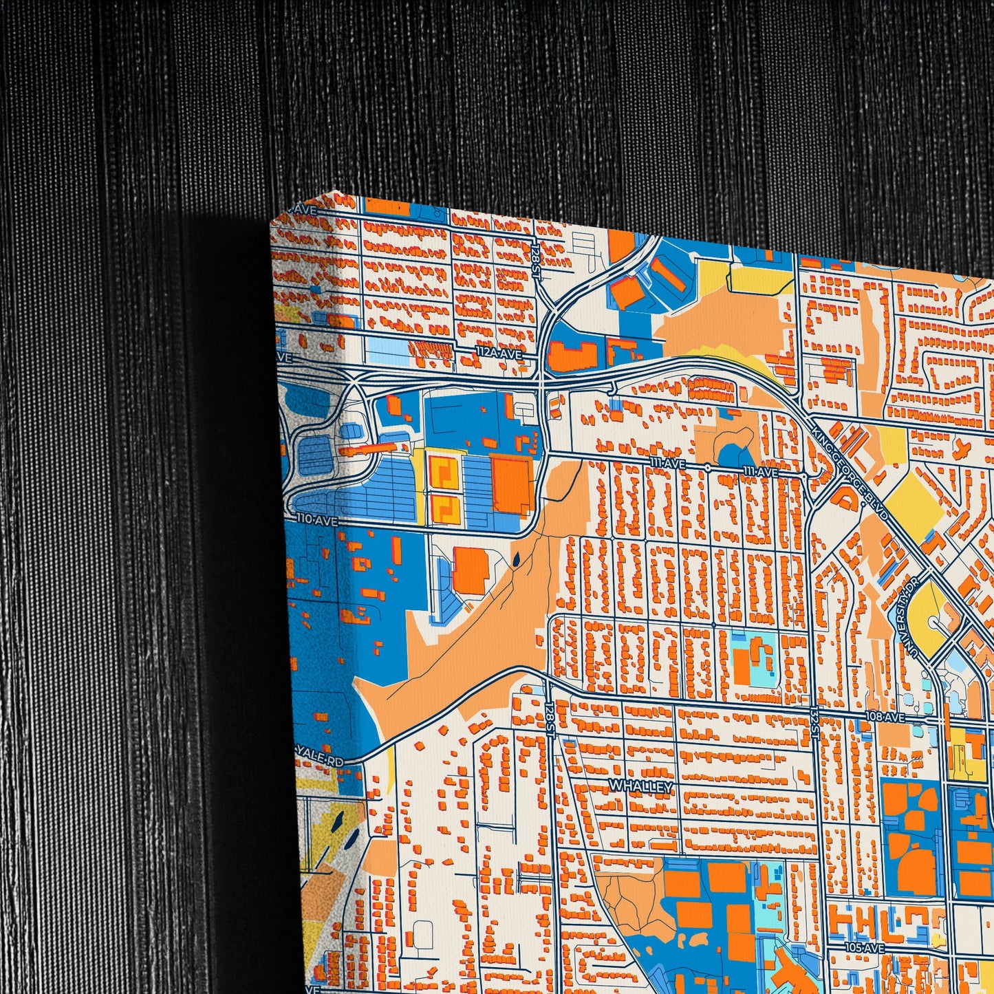 Surrey Canada Colorful City Map Canvas Print Detail