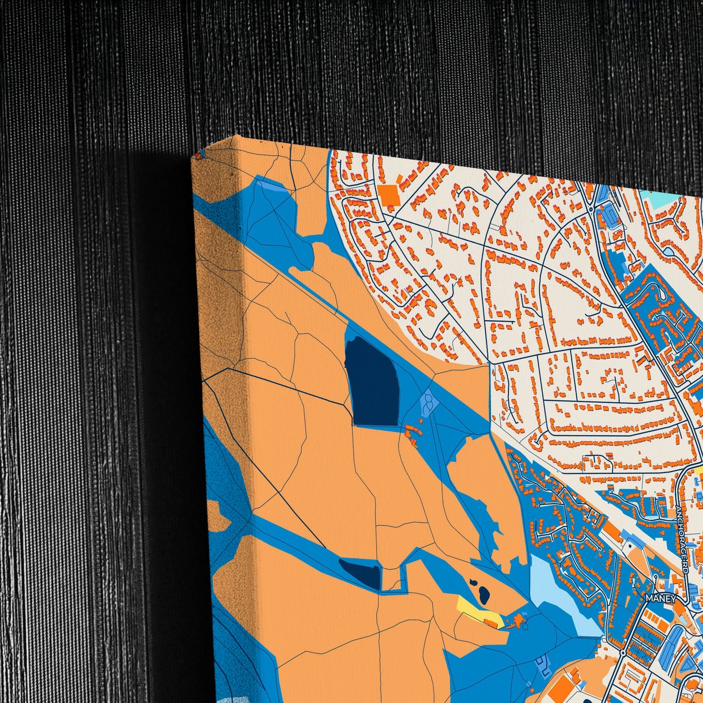 Sutton Coldfield England Colorful City Map Canvas Print Detail