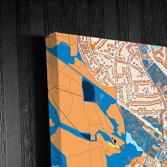 Sutton Coldfield England Colorful City Map Canvas Print Detail