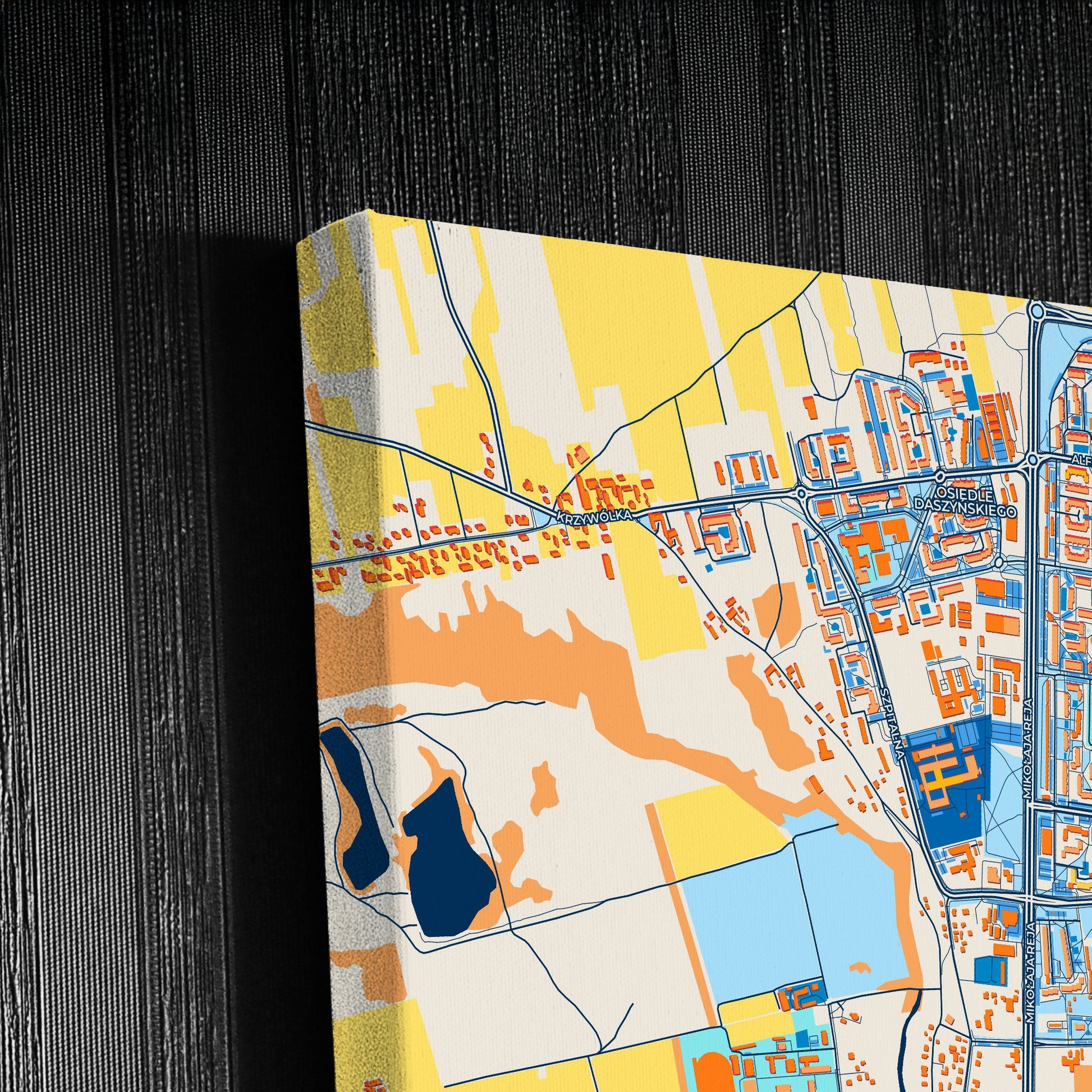 Suwałki Poland Colorful City Map Canvas Print Detail