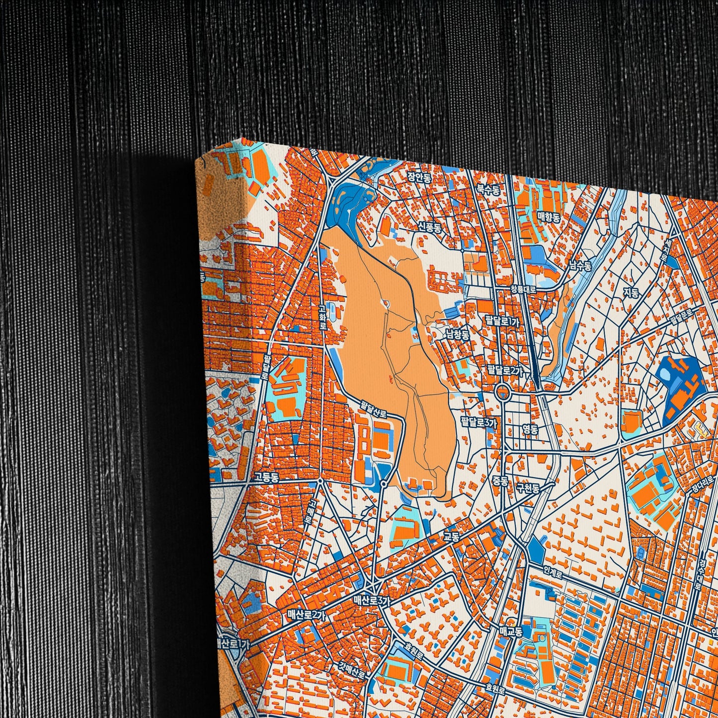 Suwon South Korea Colorful City Map Canvas Print Detail